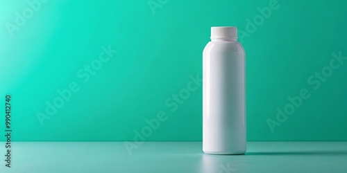 White Plastic Bottle on a Green Background, Minimalist Product Photography, Product Mockup, Product Design, Bottle Mockup