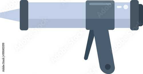 Illustration of a silicone tube gun with plastic handle for construction works, isolated on a white background