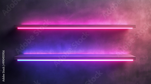 pink neon lights in shelves background