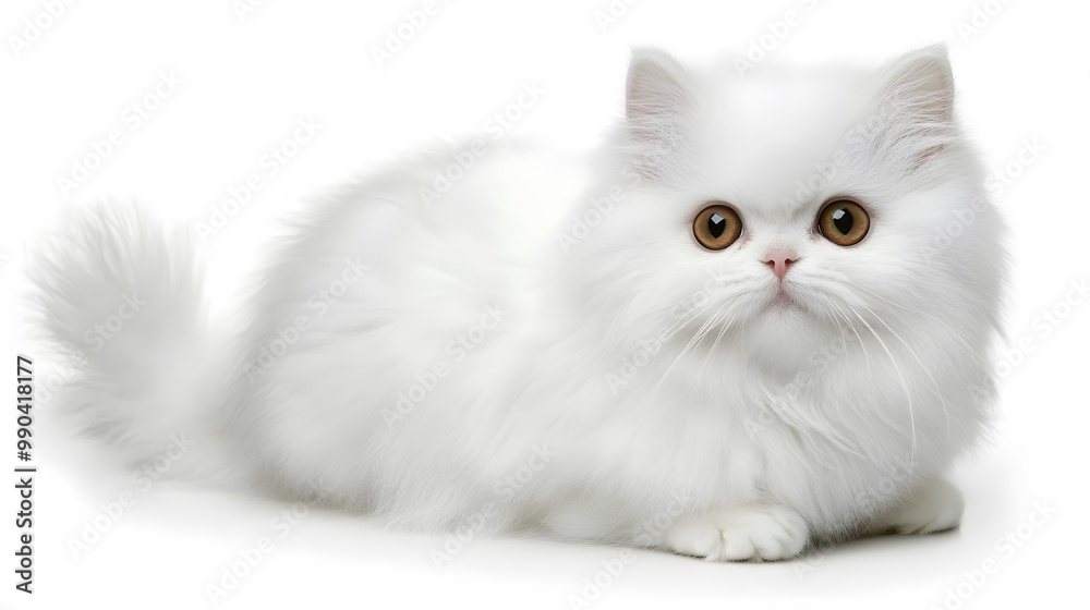 Cute White Persian Cat with Big Brown Eyes Cute White Persian Cat with Big Brown Eyes