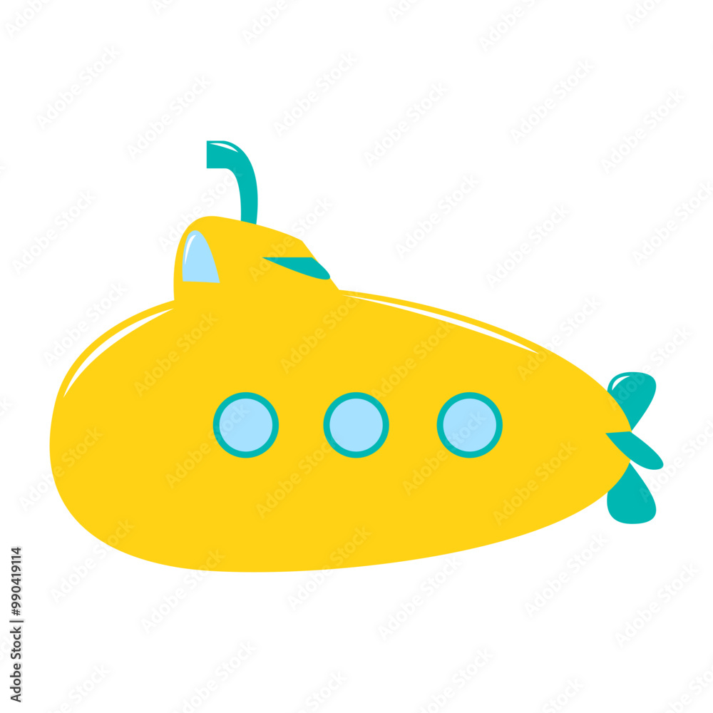 Vector Submarine Flat Design Illustration Vector Submarine Flat Design Illustration