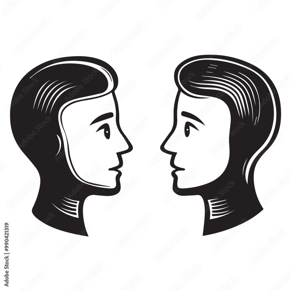 two people having conversation icon black and white vector business communication style design high quality print and logo purpose