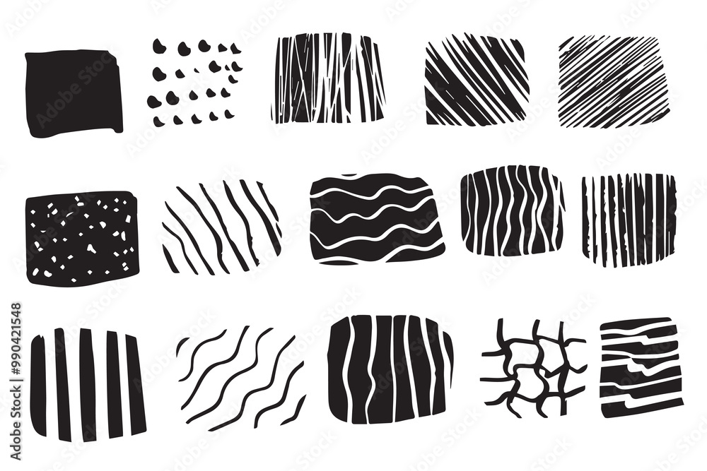 hand drawn pattern sheet doodle isolated on white and black vector set of 15 different style cross hatching pencil strokes for high quality print hand drawn pattern sheet doodle isolated on white and black vector set of 15 different style cross hatching pencil strokes for high quality print