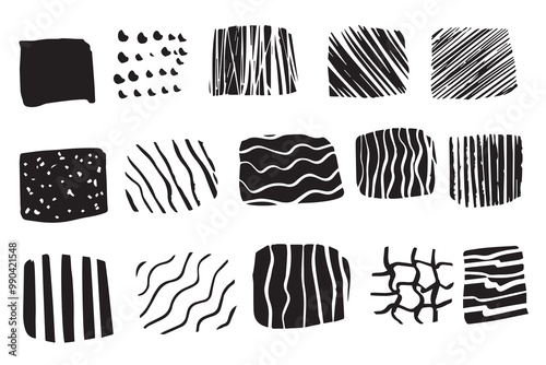 Wallpaper Mural hand drawn pattern sheet doodle isolated on white and black vector set of 15 different style cross hatching pencil strokes for high quality print Torontodigital.ca