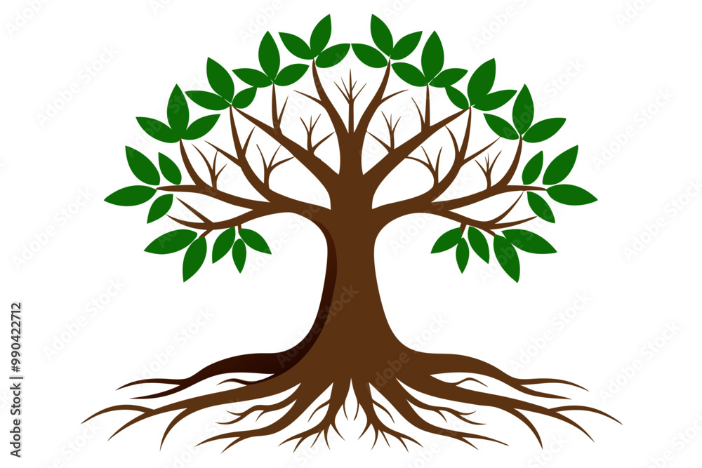 Fototapeta premium simple and modern trees natural logo illustration , Oak tree vector isolated on white background. Nature or forest symbol icon. 