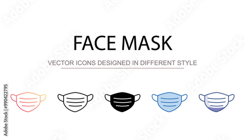 Face Mask icon design with white background stock illustration