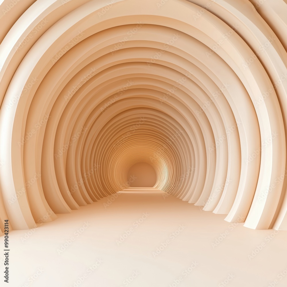 Naklejka premium Abstract Minimalist Tunnel with Soft Curves