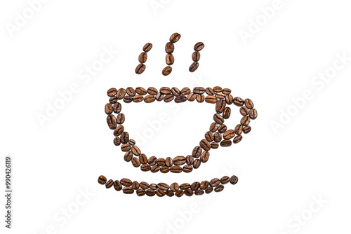 Coffee Cup Pictogram Made from Real Coffee Beans