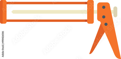 Orange silicone tube gun with silicone for building, repairing and sealing different surfaces