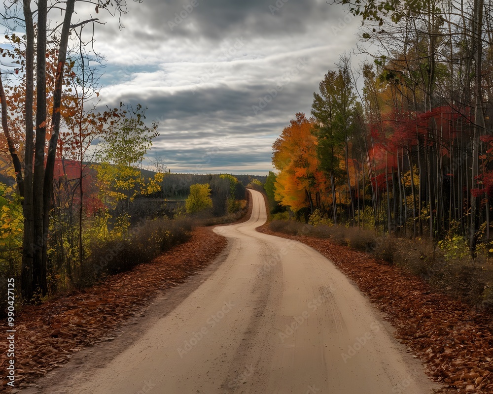 Obraz premium Road in autumn forest