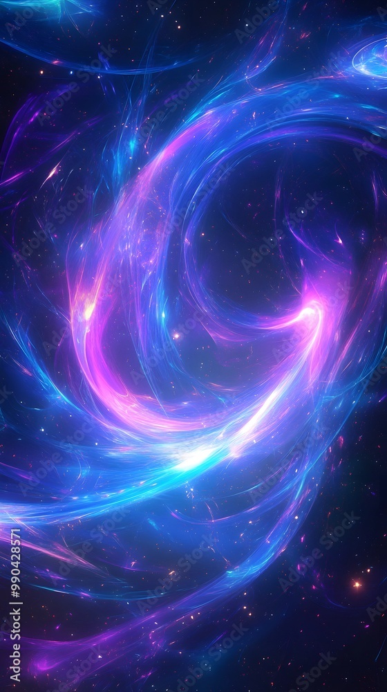 A background with neon blue and purple swirls, glowing lines, stars, and an abstract design A background with neon blue and purple swirls, glowing lines, stars, and an abstract design