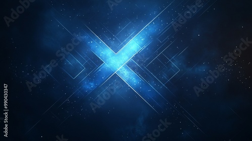 Abstract cosmic background with a glowing X. .