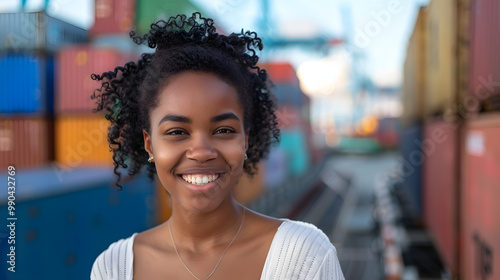 Young african american woman smiling happy standing at the port