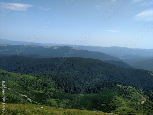 Landscape of Mountains in the Carpathians Ukraine horizontal color photo image