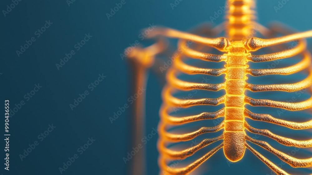 Detailed View of a Human Rib Cage Structure Detailed View of a Human Rib Cage Structure