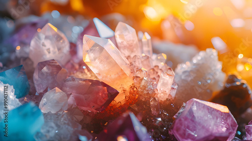 Crystals and healing background. Generative AI.