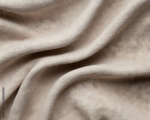 Close-up of luxurious beige fabric with soft, smooth texture, ideal for backgrounds or design projects.