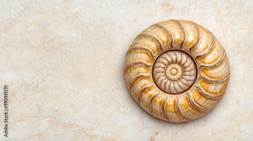 Spiral Shell on Natural Beige Background