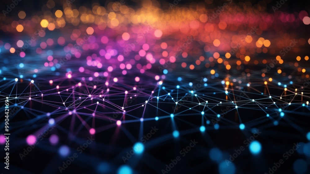 Fototapeta premium Abstract network of glowing dots and lines. .