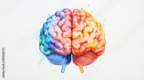 frontal brain in watercolors