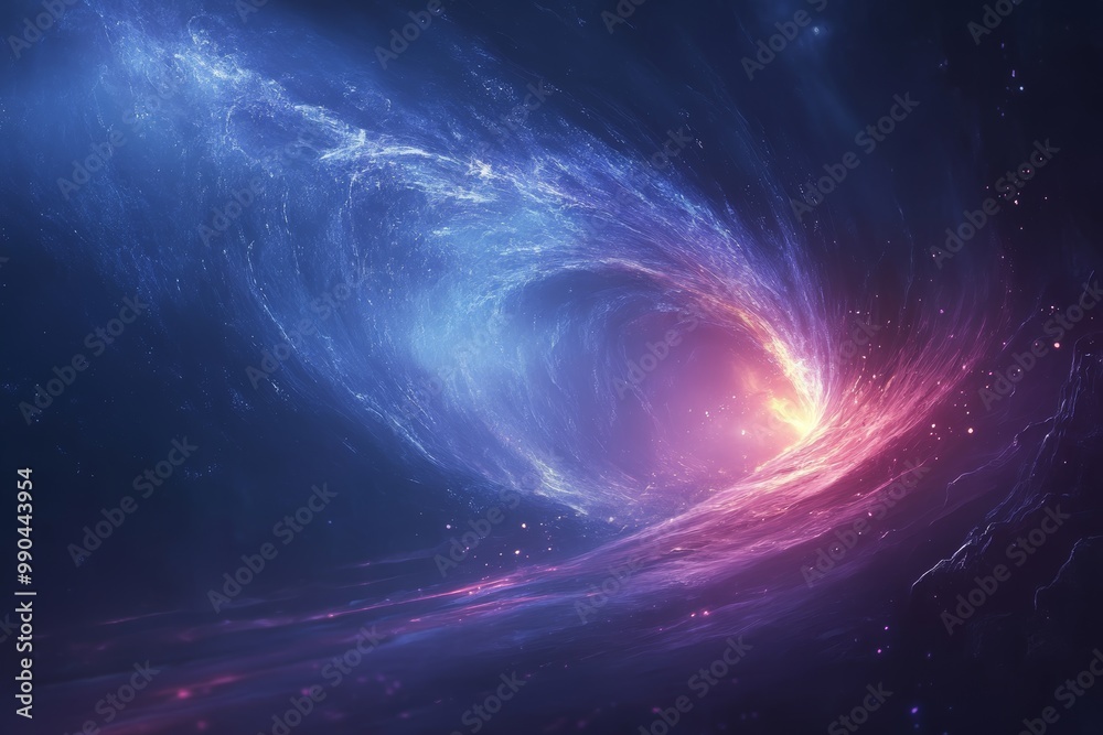 Naklejka premium Abstract background of pink and blue space stains. Wallpaper with cosmic dust, galaxies and glow.