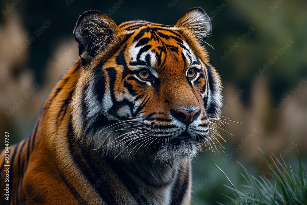 Fototapeta premium A close up of a tiger staring at the camera