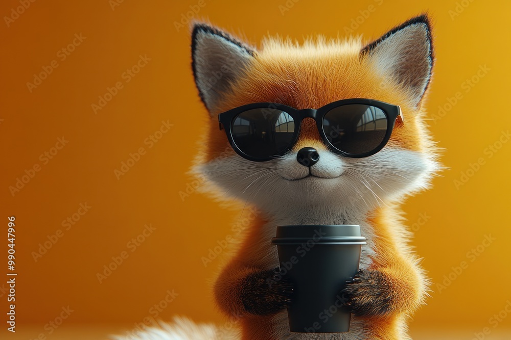 Cool Fox with Coffee