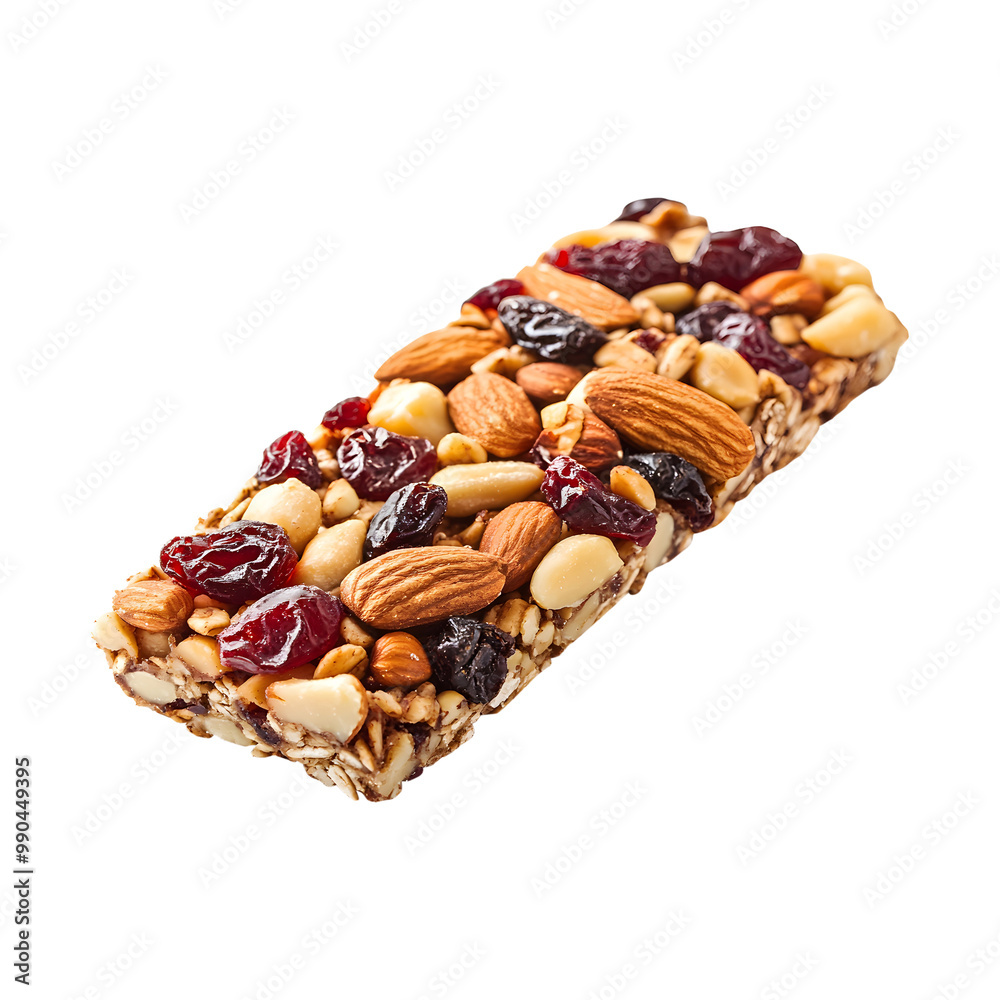 Granola Bar with Nuts, Dried Fruits, and Oats on Transparent Background – Healthy Snack and Nutrition Concept. Granola Bar with Nuts, Dried Fruits, and Oats on Transparent Background – Healthy Snack and Nutrition Concept.