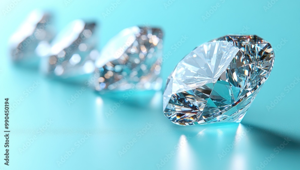 Sparkling Diamonds on a Turquoise Background Sparkling Diamonds on a Turquoise Background