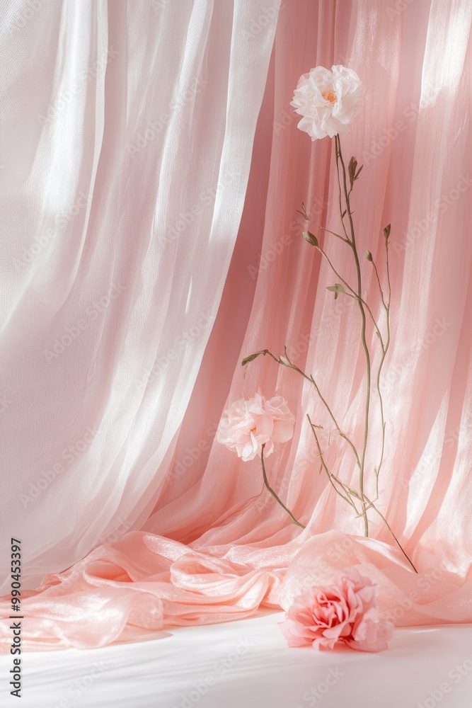Background Featuring a Rose Wall and Draped Silk Background Featuring a Rose Wall and Draped Silk