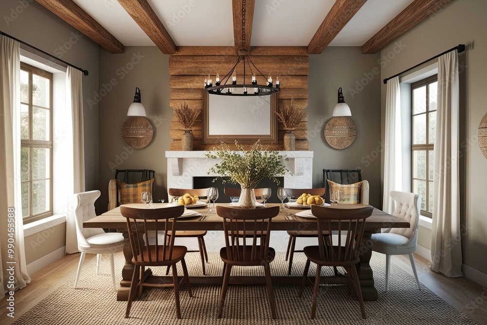 Rustic Dining Room Mockup Inspiring Warm Country Style with Modern Comfort Rustic Dining Room Mockup Inspiring Warm Country Style with Modern Comfort