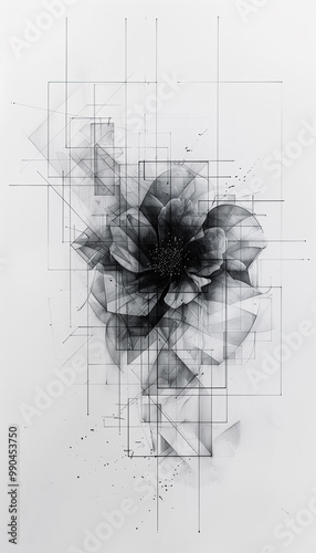  A dynamic abstract drawing with geometric shapes and lines, perfect for modern and contemporary design projects.