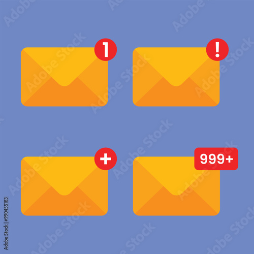 mail msg icons set vector. email notifications vector. msg alerts icon