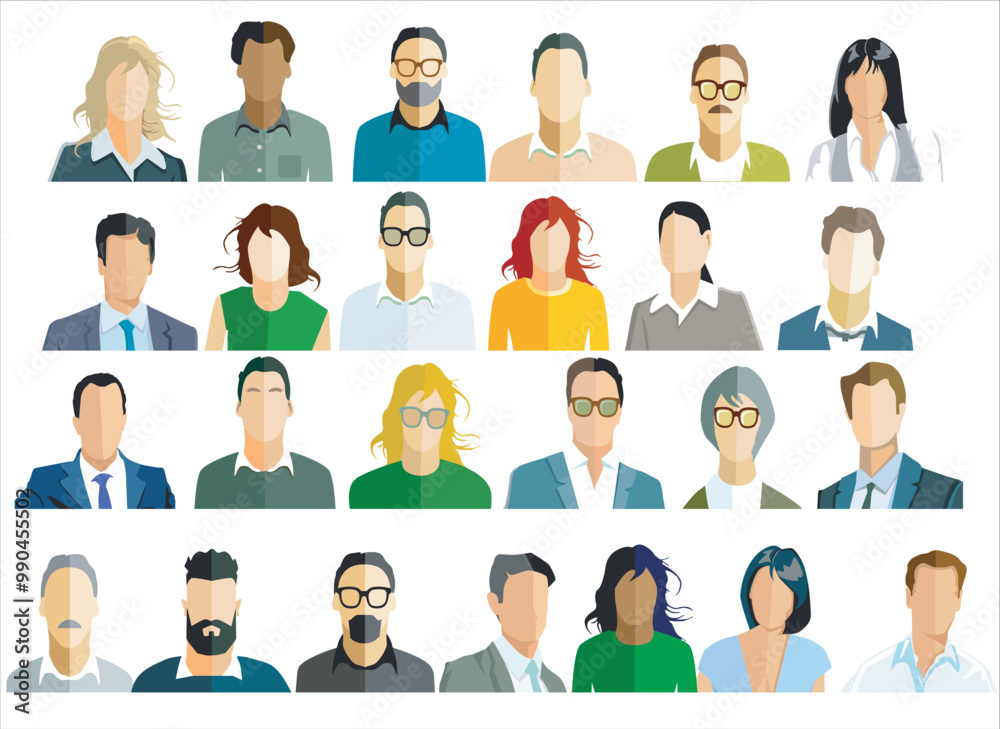 Gruppe von Personen Portrait, Gesichter isoliert auf weißem Hintergrund. illustration..eps Gruppe von Personen Portrait, Gesichter isoliert auf weißem Hintergrund. illustration..eps