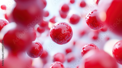 Abstract red spheres with a white background.