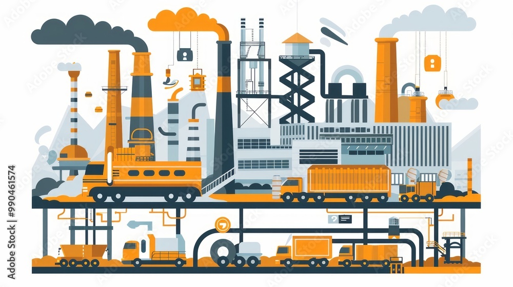 Obraz premium Minimalistic Flat Design for Heavy Industry Concept