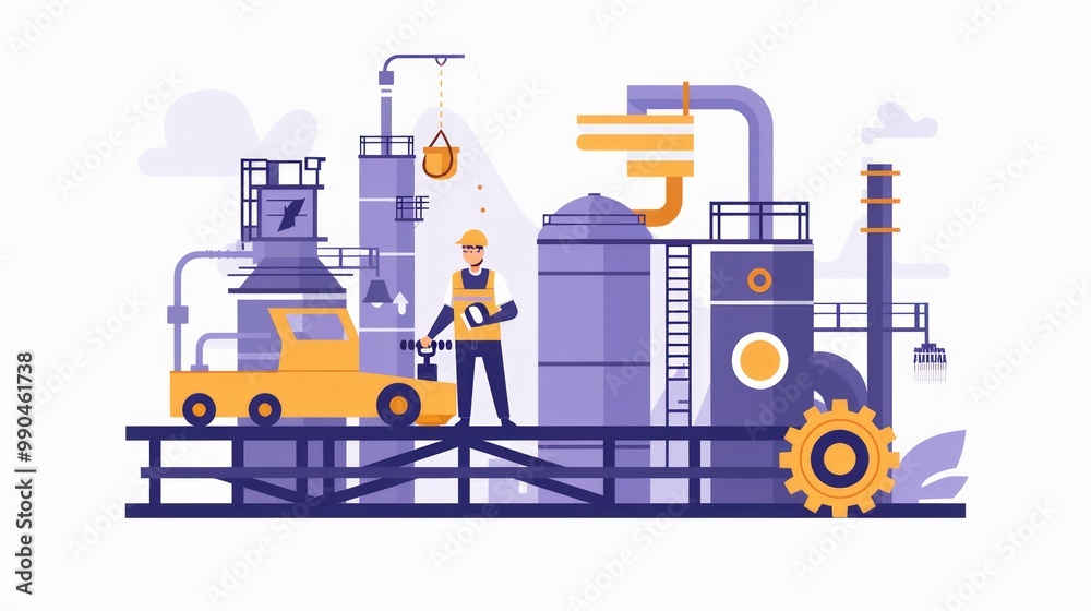 Naklejka premium Minimal Flat Design for Manufacturing Industry