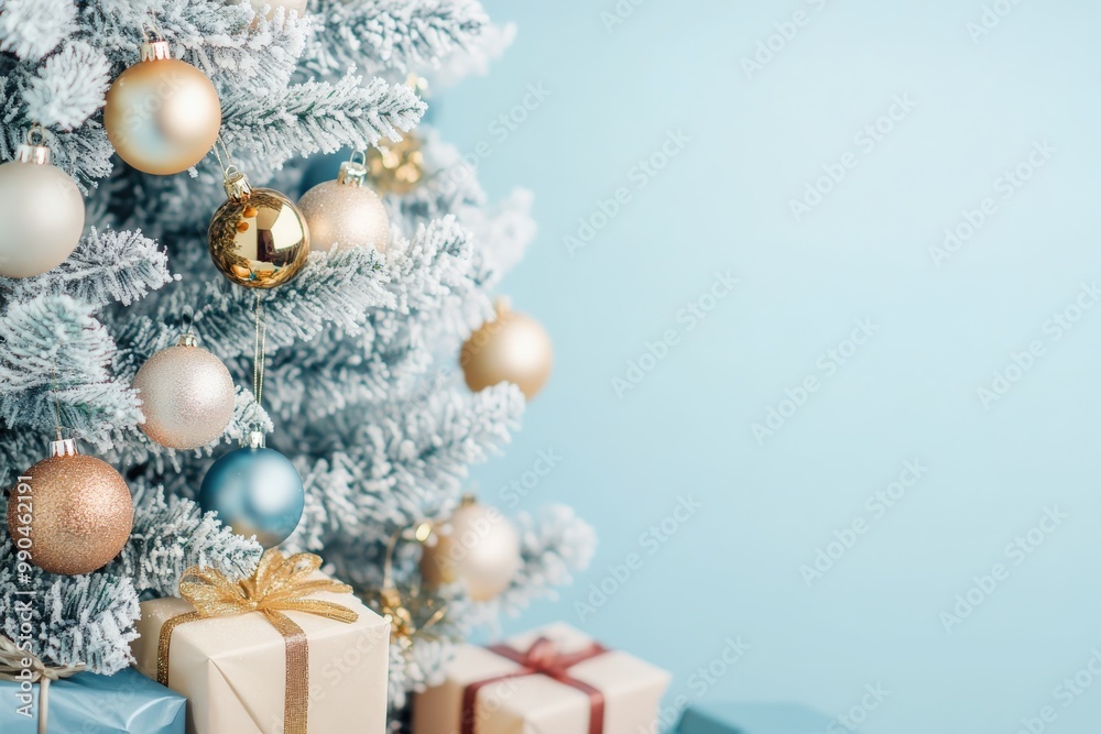 Festive Christmas Tree with Wrapped Presents and Baubles Festive Christmas Tree with Wrapped Presents and Baubles