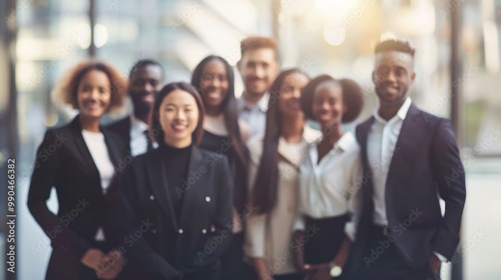 Diverse group of professionals posed together in a bright office environment during the afternoon Diverse group of professionals posed together in a bright office environment during the afternoon