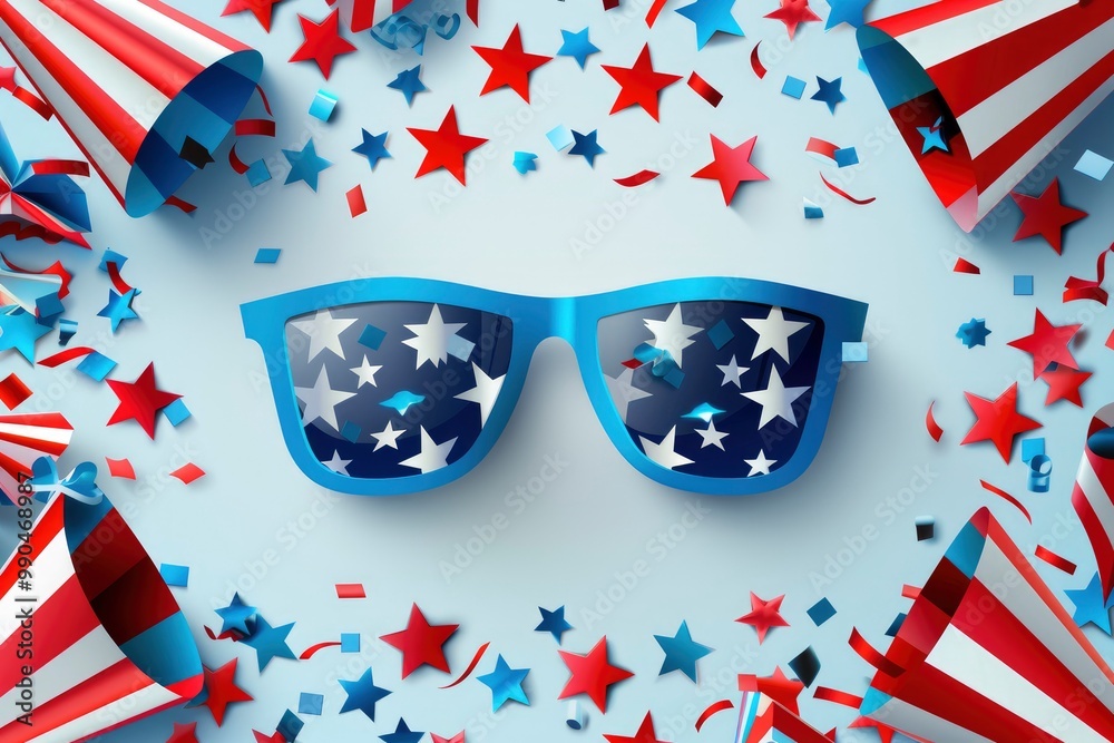 Obraz premium INDEPENDENCE DAY U.S Poster design, realistic, HD, copy space with generatife ai