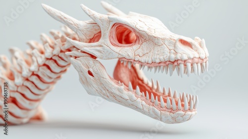 Intricate Dragon Skull Sculpture on Light Background