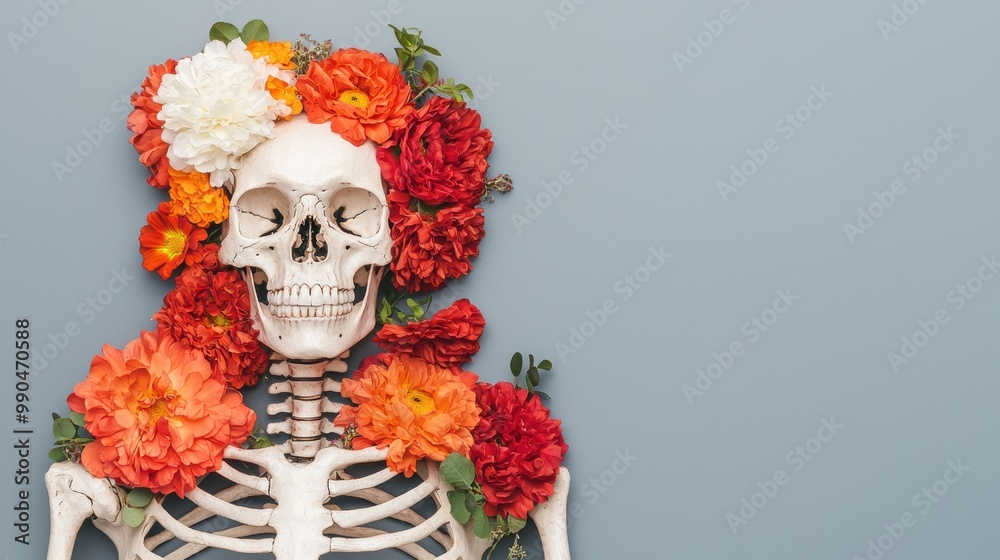 Skeleton Floral Decor for Day of the Dead Celebration Skeleton Floral Decor for Day of the Dead Celebration