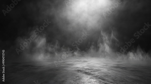 A gray background with fog and a spotlight in the center.