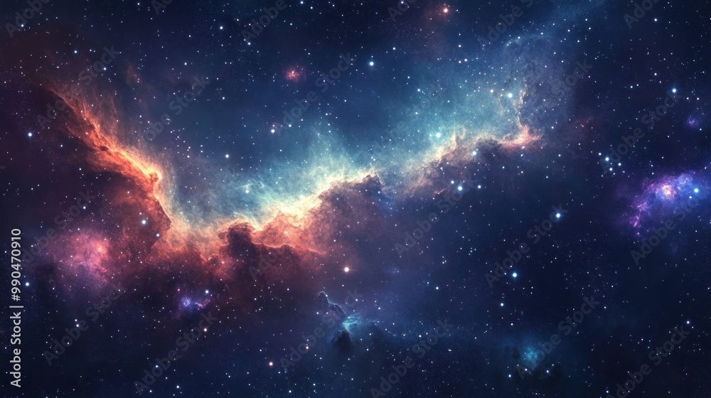 Fototapeta premium A stunning galaxy scene with clusters of stars and luminous nebulae stretching across the vastness of space, creating a beautiful and immersive background.
