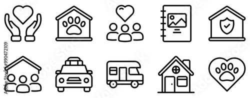 Family Life Icon Set Heartwarming Line Style Collection for Home and Togetherness