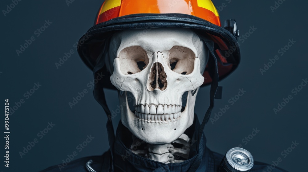 Skeleton in Firefighter Gear for Unique Concept Art Skeleton in Firefighter Gear for Unique Concept Art