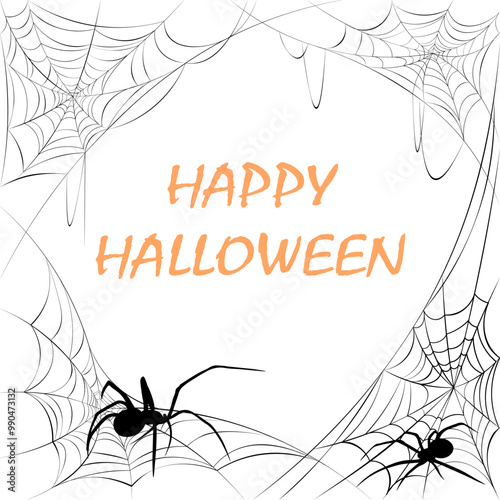 Halloween spider web background. Vector illustration. Halloween card.