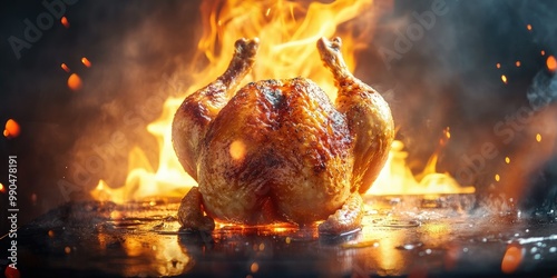 Roasted chicken isolated drink