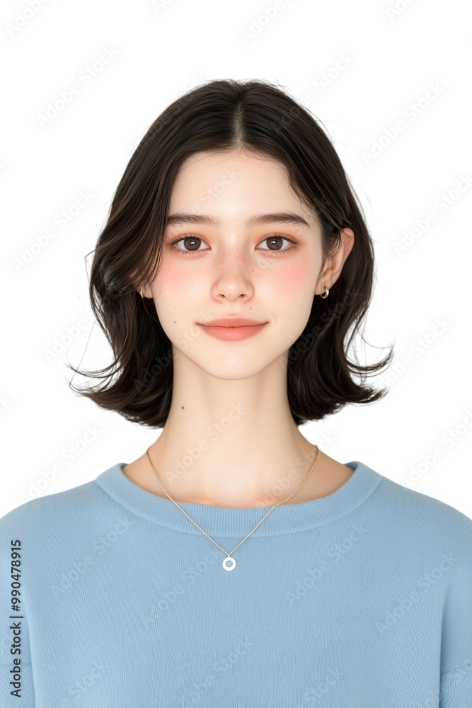 Sophisticated Young Woman with a Modern Bob Hairstyle Sophisticated Young Woman with a Modern Bob Hairstyle