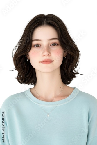 Sophisticated Young Woman with a Modern Bob Hairstyle